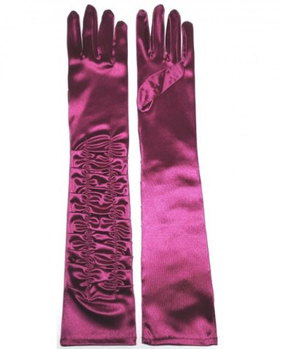 Перчатки атласные длинные бордовые