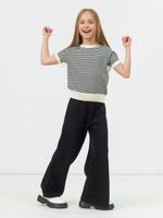 Джемпер для девочки с коротким рукавом AT996 молочный-черный