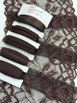 Эластичное кружево для белья цвет шоколад ширина 22 см