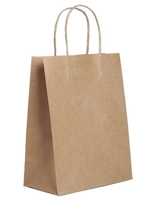 Пакет-сумка крафт 22+12x28 см, 70 г/м2, с кручеными ручками, 250 штук