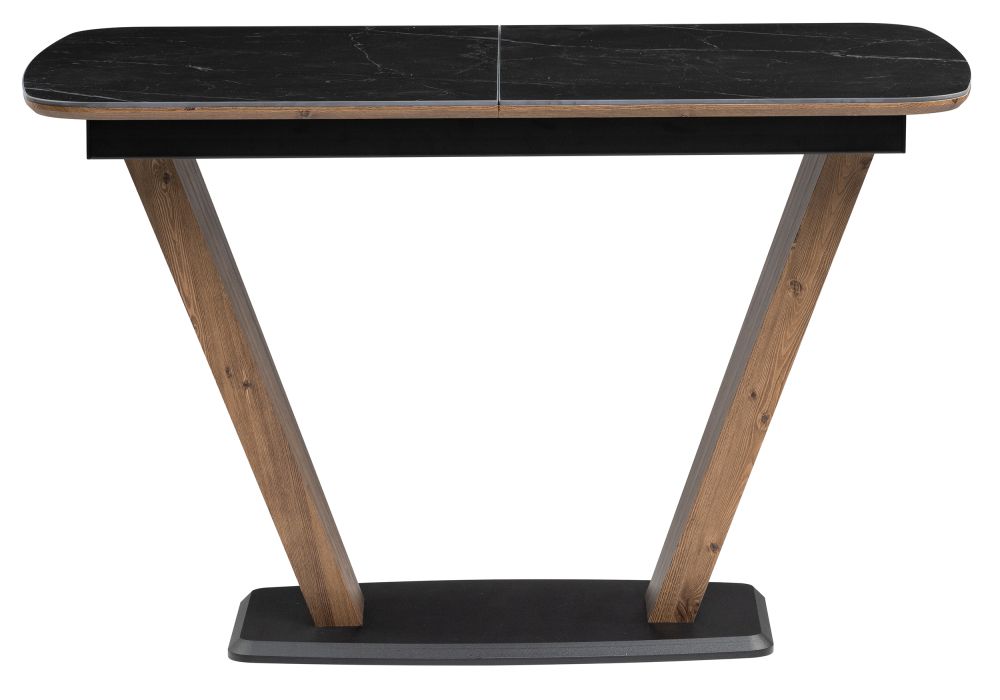 Стол на тумбе Петир 120(160)х80х75 черный мрамор / орех / черный