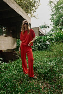 ZARA ТОП В СТИЛЕ РУСТИК С РУКАВАМИ-КРЫЛЫШКАМИ, КРАСНЫЙ