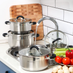 Набор посуды нерж, 6 пр, индукц, Daniks, Турин, металлик, GS-01413-6PC