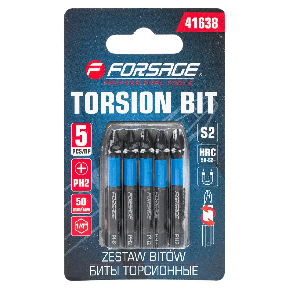Биты торсионные, набор 5пр. Forsage F-41638