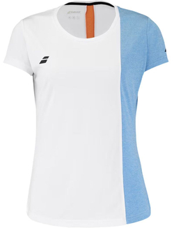 Футболка для девочки Babolat Play Cap Sleeve Top Girl - white/blithe blue