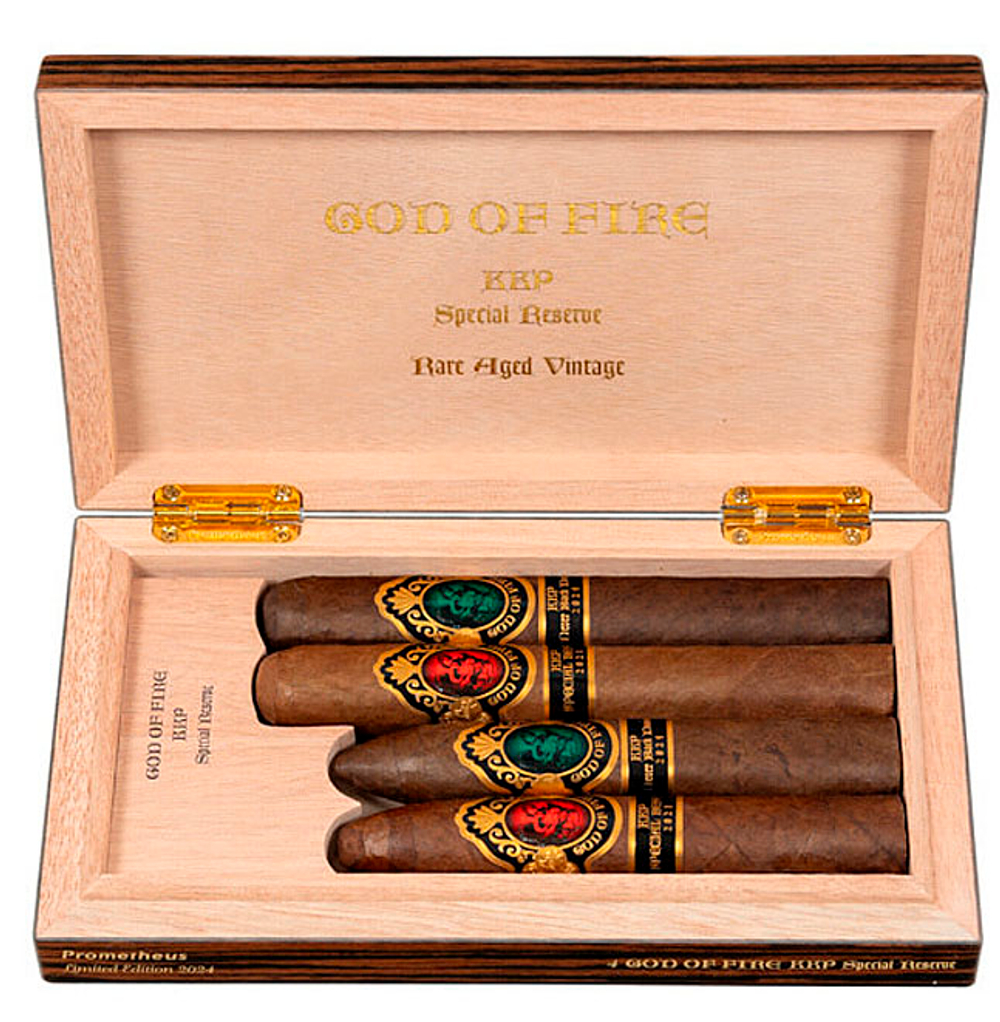 God of Fire KKP Never Back Down Special Reserve Set Macassar Ebony 4 Cigars
