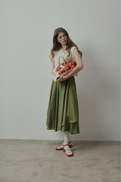 Юбка асимметричная двухслойная из пыльно-зеленого батиста ПРЕДЗАКАЗ