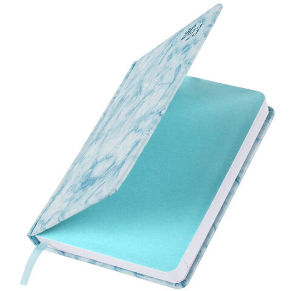 Ежедневник датированный 2023 А5 138x213 мм BRAUBERG "Marble", под кожу, синий, 114021