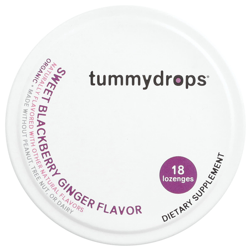 Tummydrops, органические леденцы, сладкая ежевика и имбирь, 18 пастилок