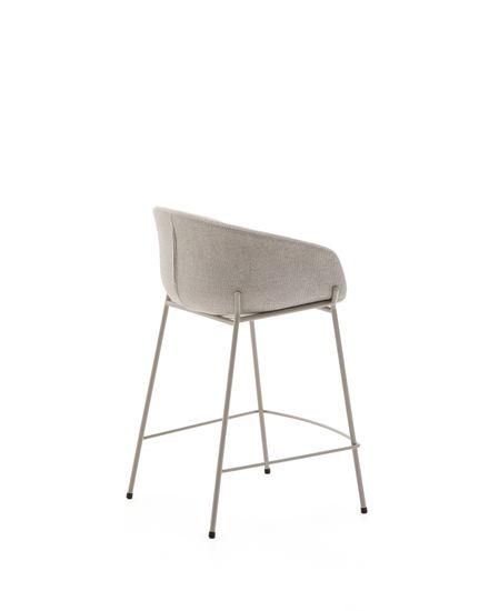 Полубарный стул Yvette из бежевого шенилла с бежевыми стальными ножками 65 см