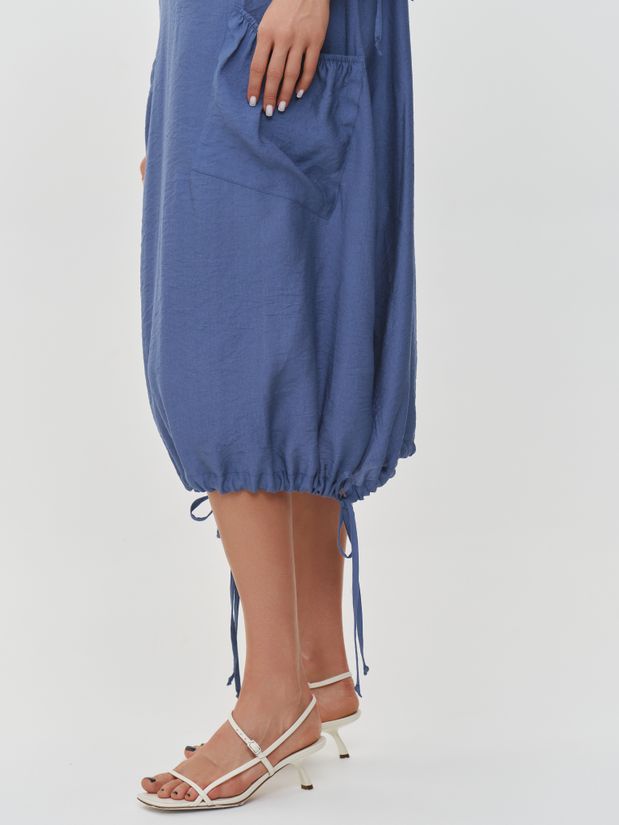 Платье БОХО с карманами, голубой