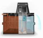 Станция биологической очистки Мультпласт Ergobox 4 PR горизонтальный / 800 л. в сутки / 3-4 чел. / принудительный сброс / компрессорная аэрация (2130x790x2050см;118кг;черный) - арт.555437