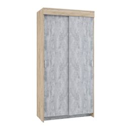 Шкаф-купе Бассо 1,0 м с 2-мя зеркалами (дуб крафт серый/бетонный камень), Интерьер Центр, г.Пенза