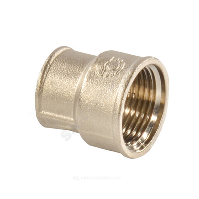 Муфта латунь никель переходная Ду 50х40 (2"х1 1/2") ВР/ВР VALFEX VF.240.N.200.112