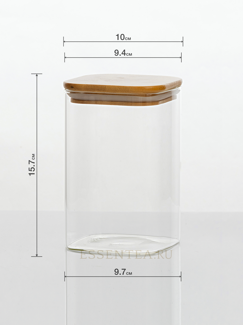 Банка стеклянная "Бриндл" с бамбуковой крышкой 800 мл