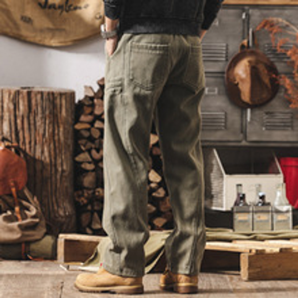 Брюки карго для мужчин, утепленные флисом, утолщенные, зимние прямые свободные повседневные длинные брюки.