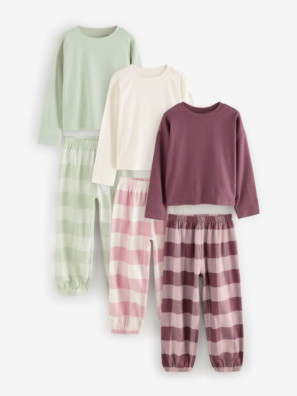 Пижама для девочки Next B79-520, 3 шт., Белый, Розовый, Бордовый