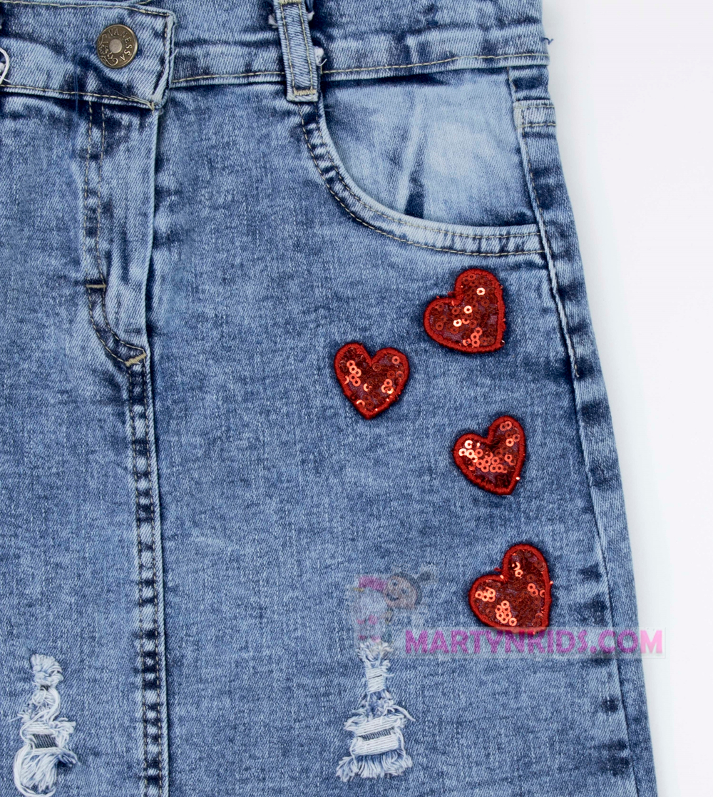 юбка джинс Сердечки 3250