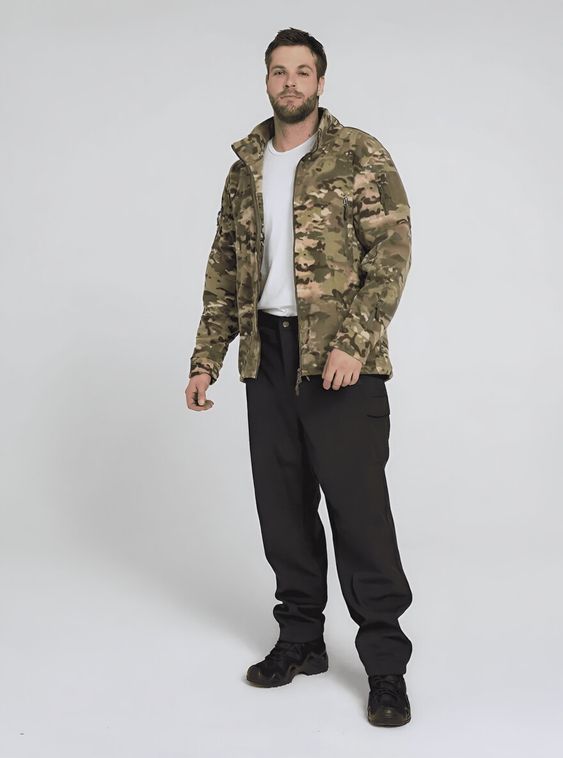 Тактическая военная флисовая толстовка без капюшона Мультикам