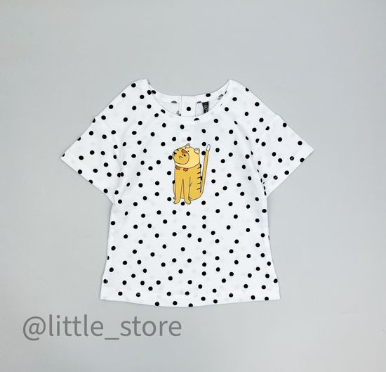 Футболка хлопковая "Горошки" белая