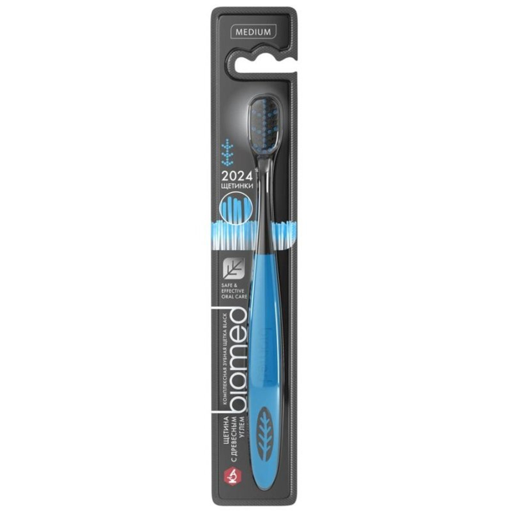 Biomed Зубная щетка комплексная Black, средняя, шт., блок 48шт., Биомед