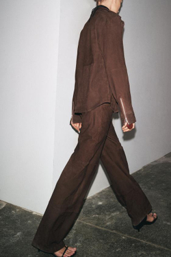 ZARA БРЮКИ ИЗ 100% ЗАМШИ — ZW COLLECTION, LIMITED EDITION, КОРИЧНЕВЫЙ