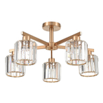 Потолочный светильник 5х60Вт E27, металл/стекло, медь