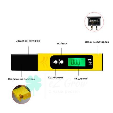 PH метр для воды цифровой с подсветкой (PH04) / измеритель кислотности / тестер качества воды