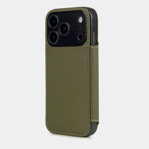 Чехол-книжка для iPhone 17 Pro - кожа теленка, зеленый