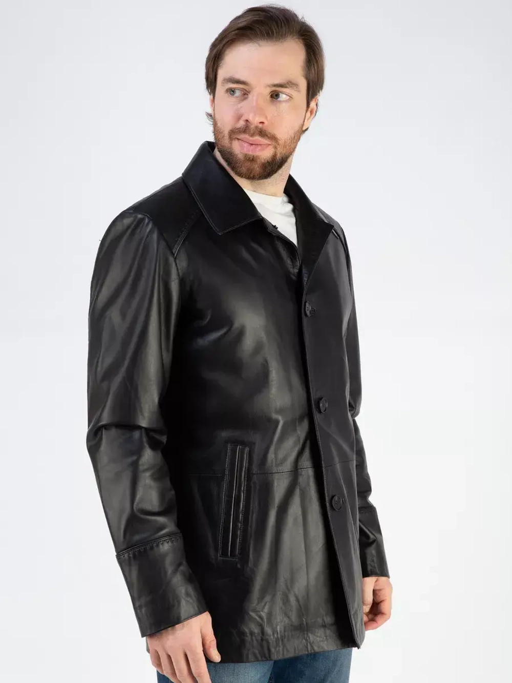 Кожаная куртка демисезонная пиджак