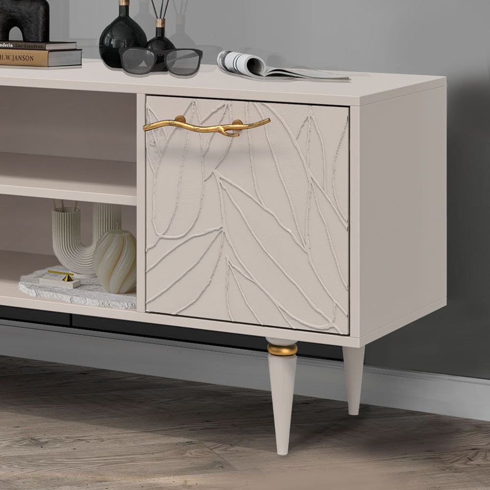 Тумба под ТВ Арт Колор leaves 155см Классик Голд Серый агат