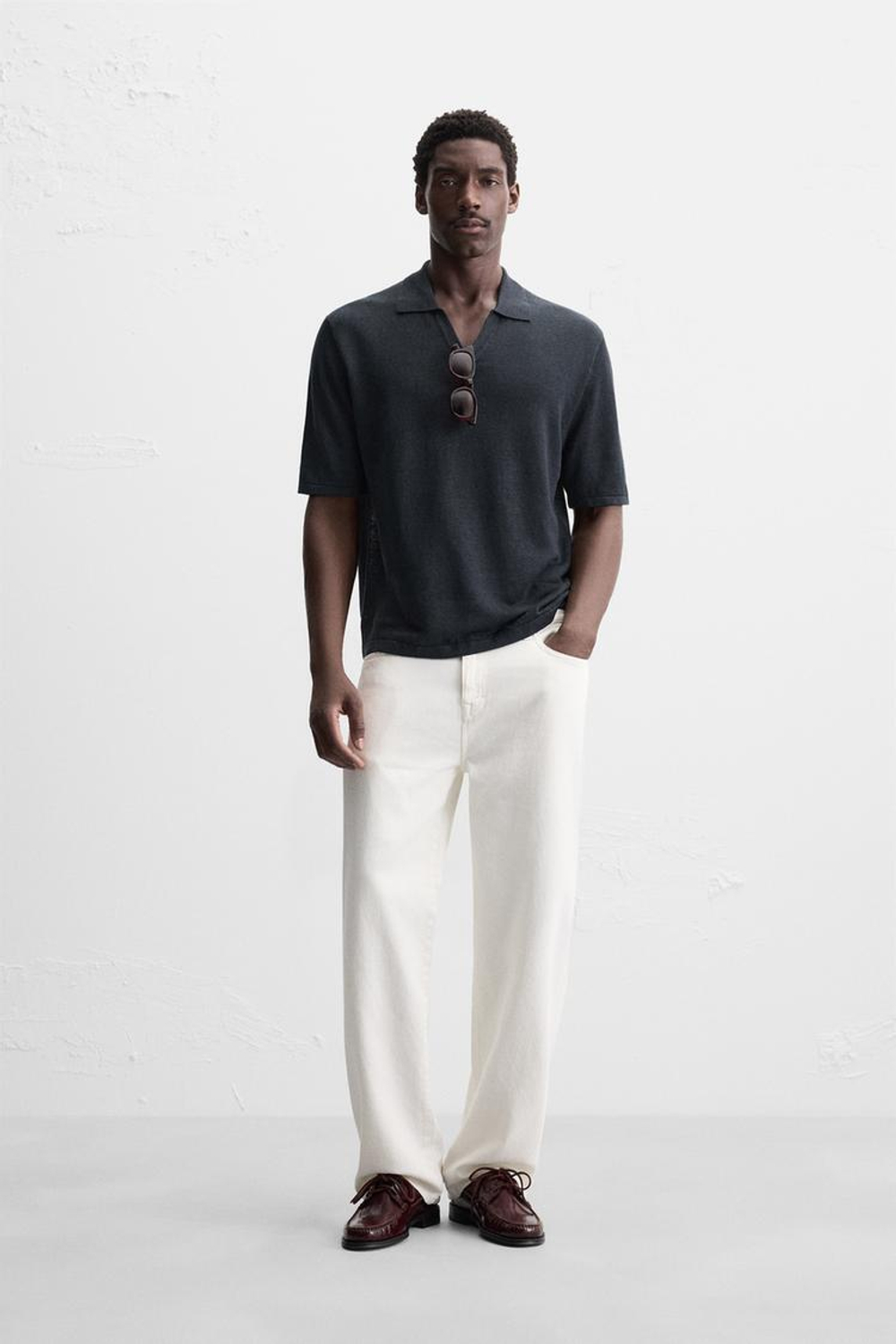 ZARA ПОЛО КЛАССИЧЕСКОГО КРОЯ, МОРСКОЙ СИНИЙ