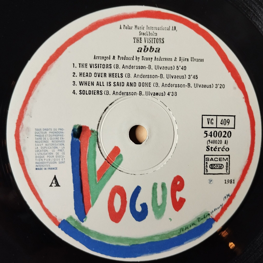 Винтажная виниловая пластинка LP АББА ABBA The Visitors (France 1981) Head Over Heels