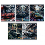 Тетрадь 48л., А5, клетка, Alingar "Car", скрепка, мелованый картон ( стандарт), блок офсет, 5 дизайнов в пленке т/у