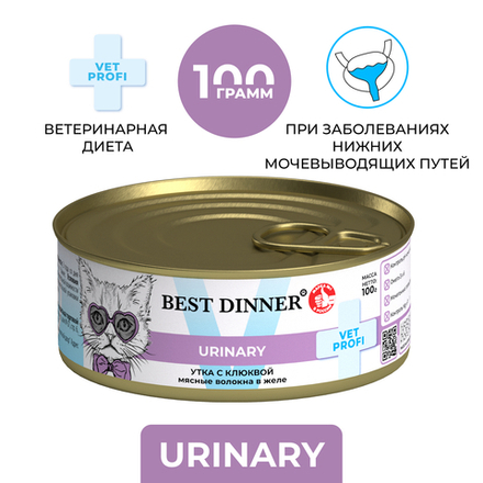 Консервы Best Dinner Exclusive Vet Profi Urinary для кошек Утка с клюквой 100 г