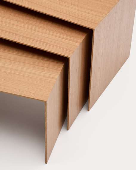 Litto Комплект из 3-х столиков из дубового шпона с отделкой натурального цвета