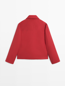 Massimo Dutti Короткая стеганая куртка с карманами, красный