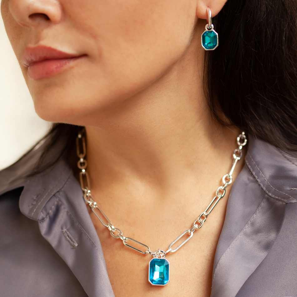 Колье Fiore Luna Aquamarine LN6095 S
