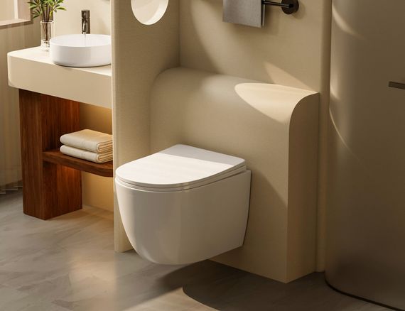 Комплект подвесной унитаз ABBER Bequem AC1100T белый с инсталляцией AC0105 и кнопкой AC0121MB черный матовый