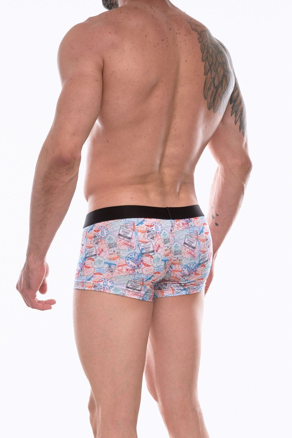 Мужские трусы-боксеры с принтом в виде штемпелей (Размер: M) (Цвет: разноцветный)