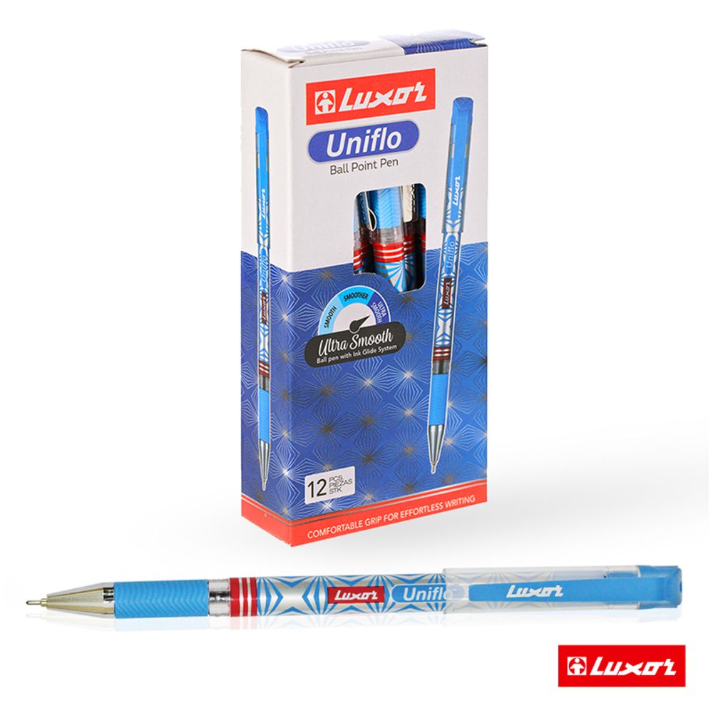 Ручка шариковая Luxor "Uniflo" синяя, 0,7мм, грип, 1шт