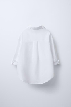 ZARA РУБАШКА ОКСФОРД И ФУТБОЛКА В РУБЧИК, БЕЛЫЙ