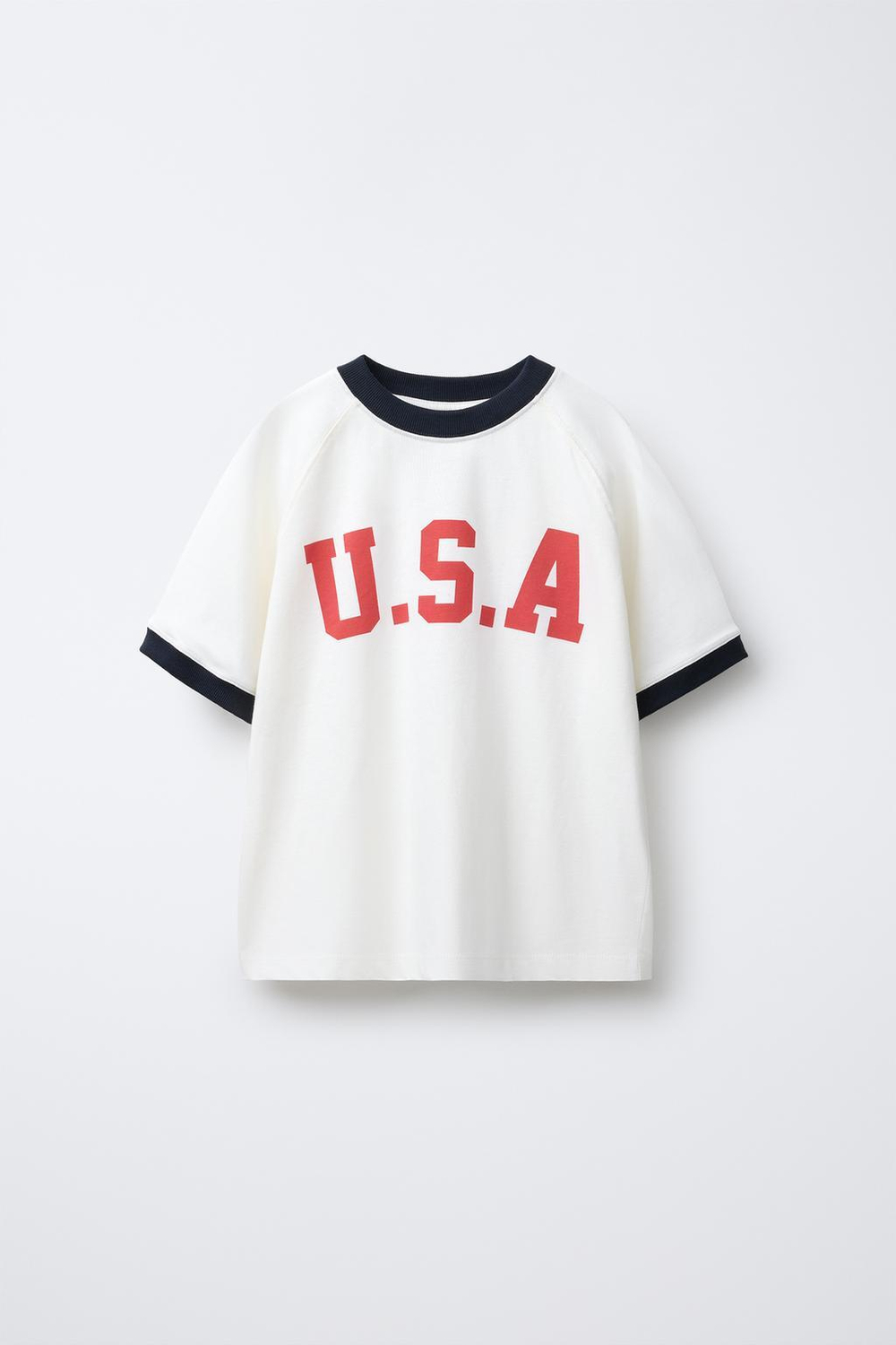 ZARA ФУТБОЛКА С ТЕКСТОВЫМ ПРИНТОМ, БЕЛЫЙ