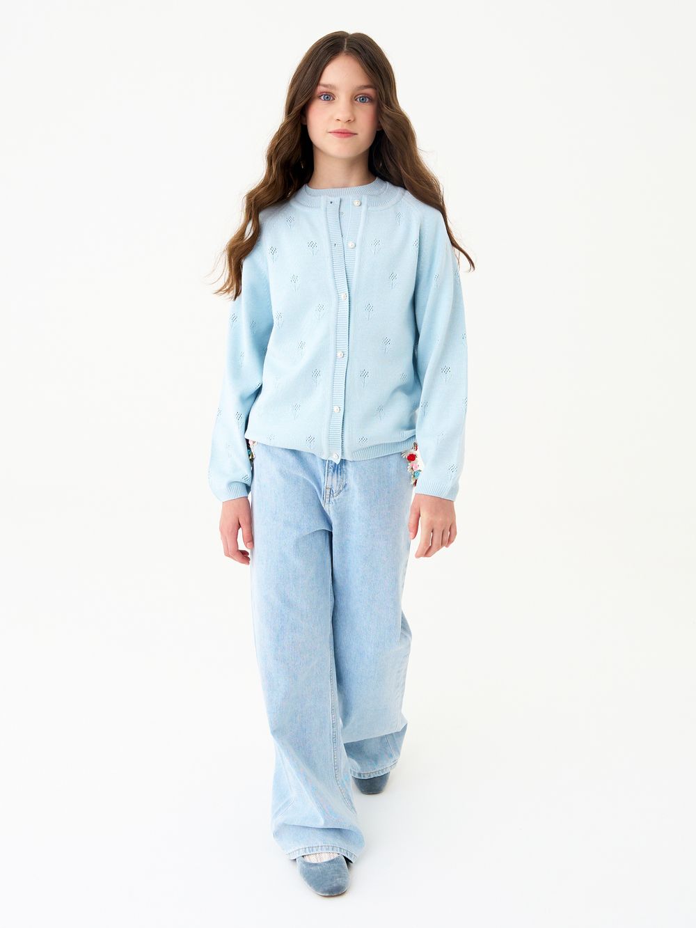 Кардиган для девочки AT1383 голубой