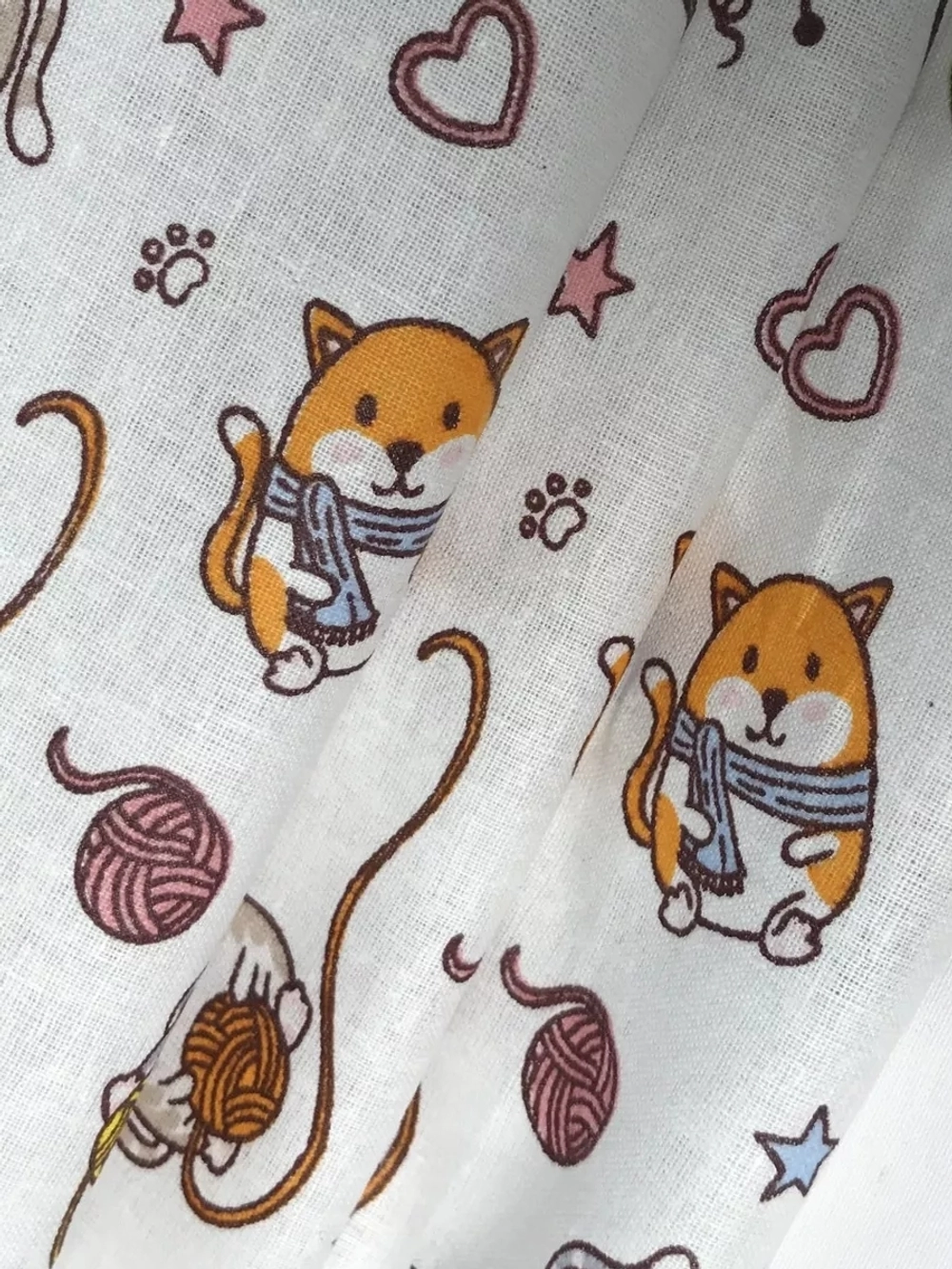 Ситец "Кошечки на белом" шир 95 см.