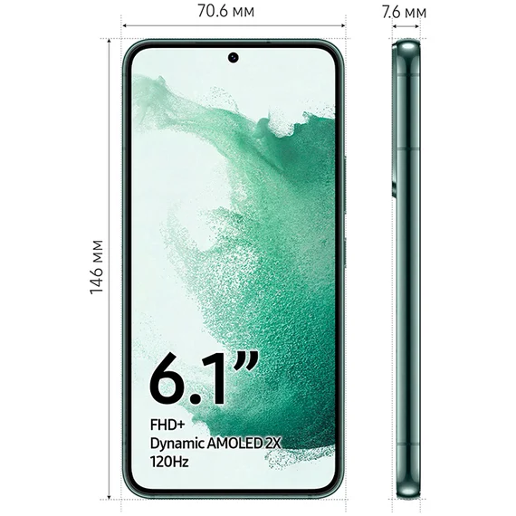 Смартфон Samsung Galaxy S22 256GB Green (Зеленый) Ростест Оф. Гарантия