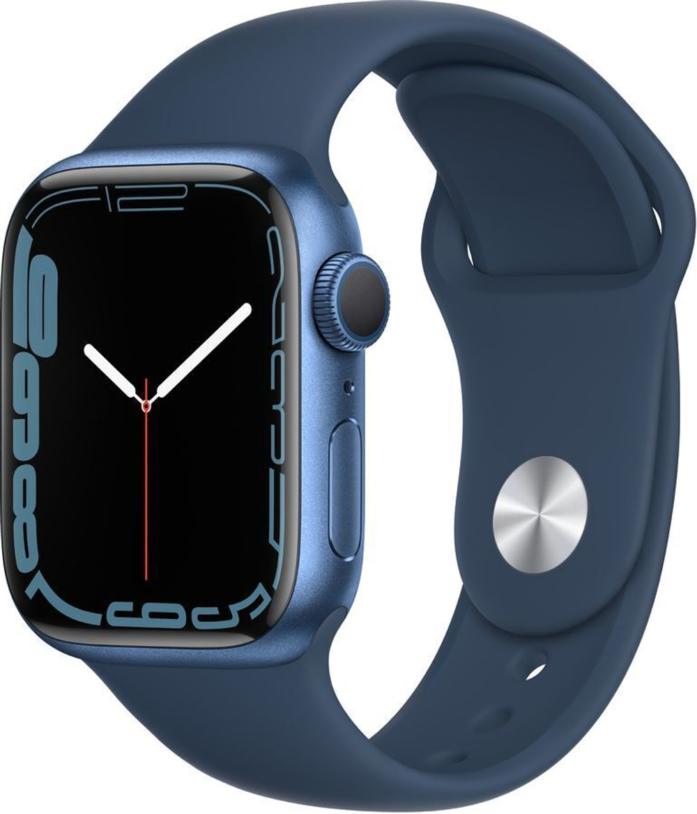 Умные часы Apple Watch Series 7 GPS 41mm Blue Aluminium Case with Blue Sport Band (MKN13RU/A)