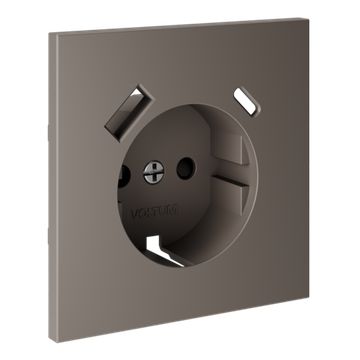 Накладка для розетки с заземлением и защитными шторками, с USB A+C, S70 (капучино)