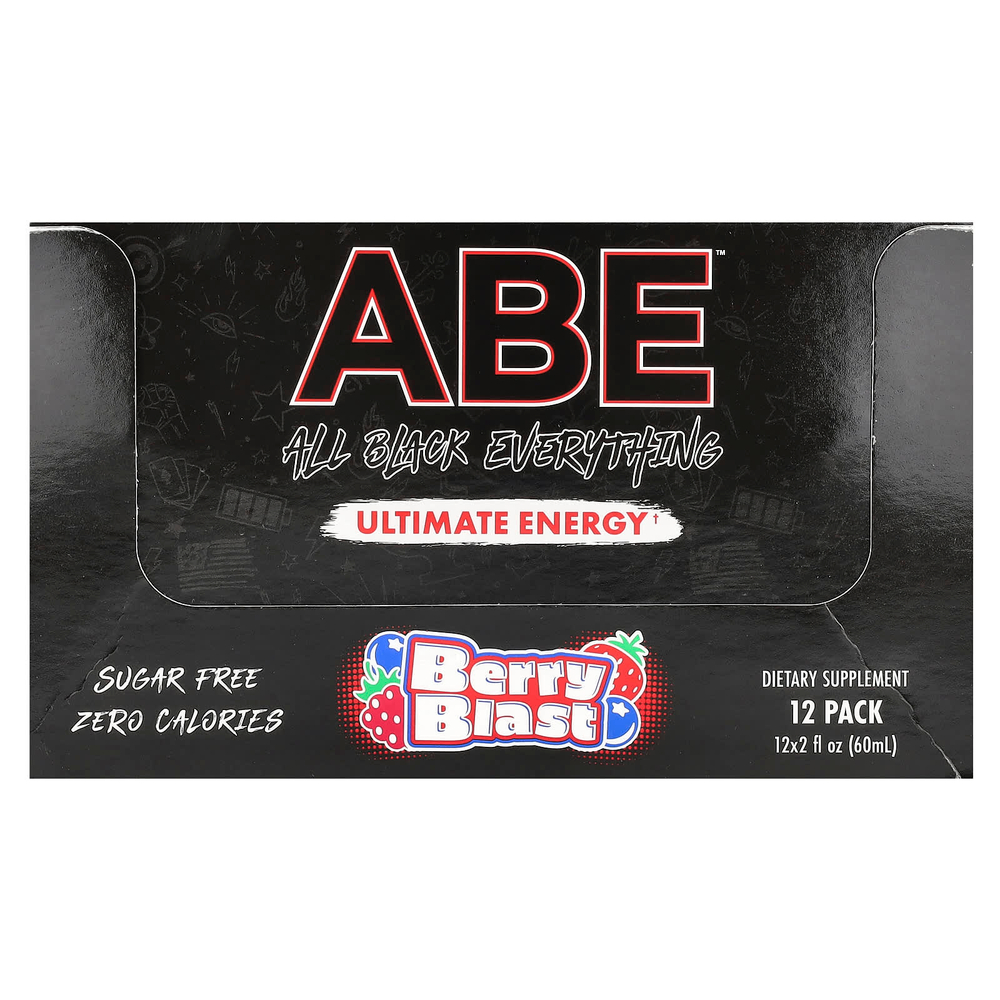 ABE, Ultimate Energy, Berry Blast, 12 пакетиков по 60 мл (2 жидк. унц.)