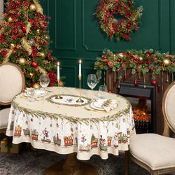 СКАТЕРТЬ ОВАЛЬНАЯ "ЩЕЛКУНЧИК" ,140Х180СМ ,БЕЖЕВЫЙ, 100% ХЛОПОК ,ТВИЛ